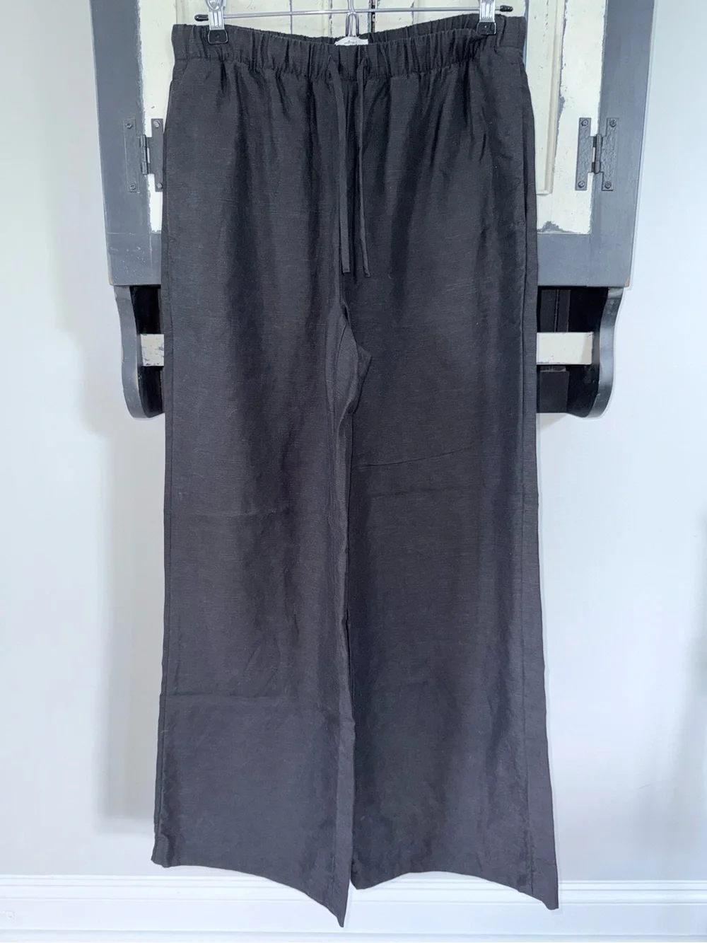 Aritzia Wilfred Cruise Linen Lodge Pant Drawstring Black Medium New - Picture 2 of 7